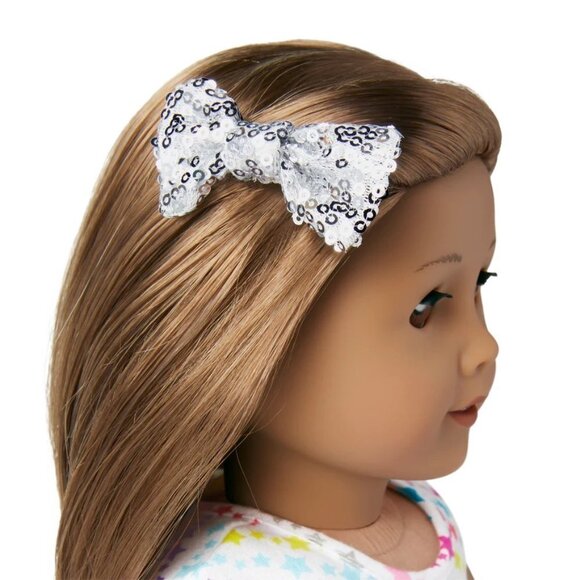 American Girl Silver Sparkle Matching Bows for Girls and Dolls - Picture 2 of 5